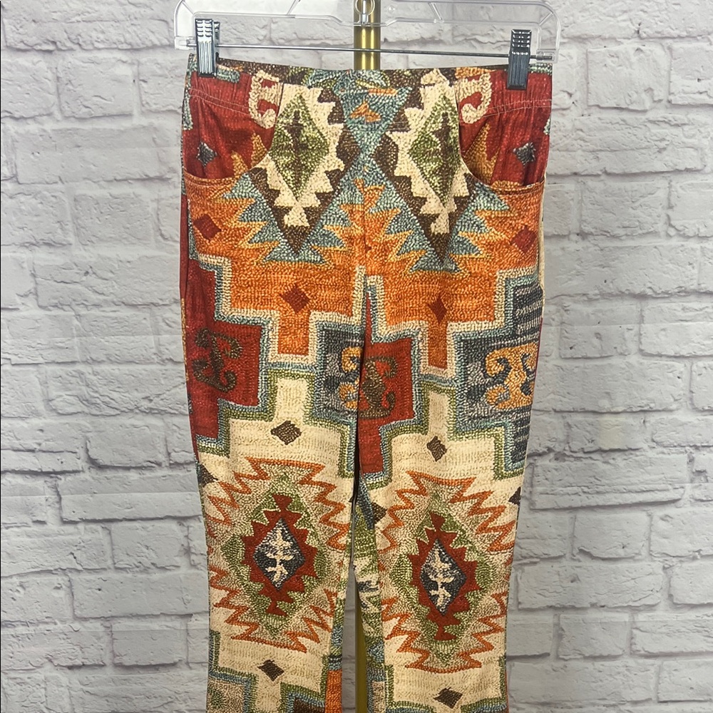 Southwestern Print Flared Pants in Rust & Cream - Picture 2 of 7